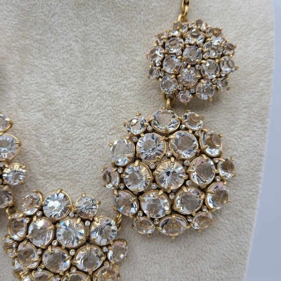 J Crew Clear Crystal Domed Five Cluster Statement Necklace - Picture 8 of 12